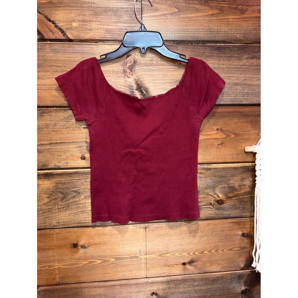 Brandy Melville Burgundy Short Sleeve Top